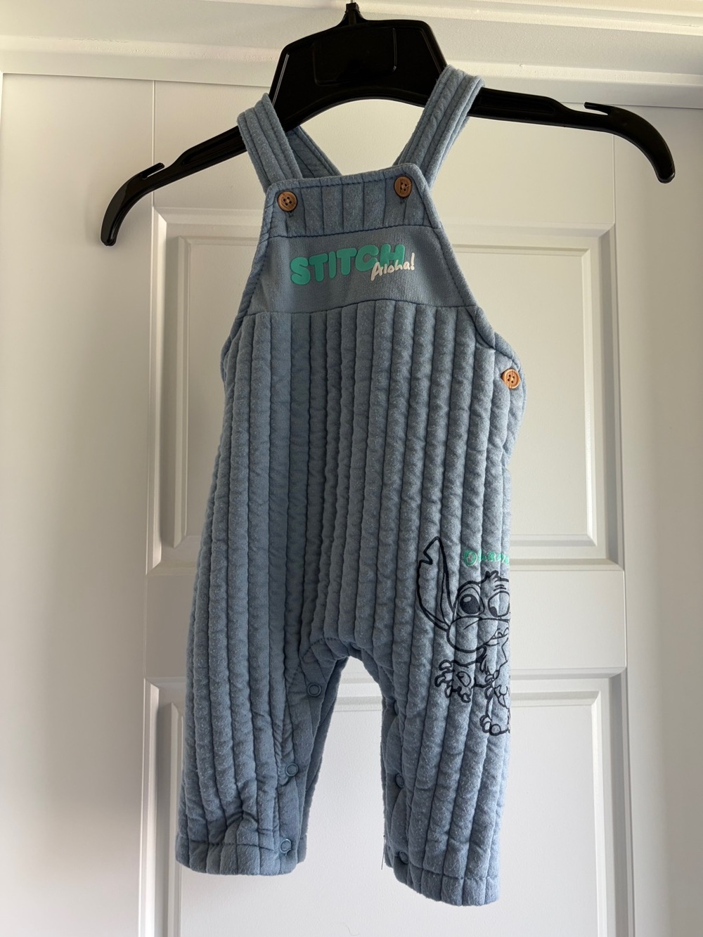Disney Stitch Quilted Light Blue Overalls